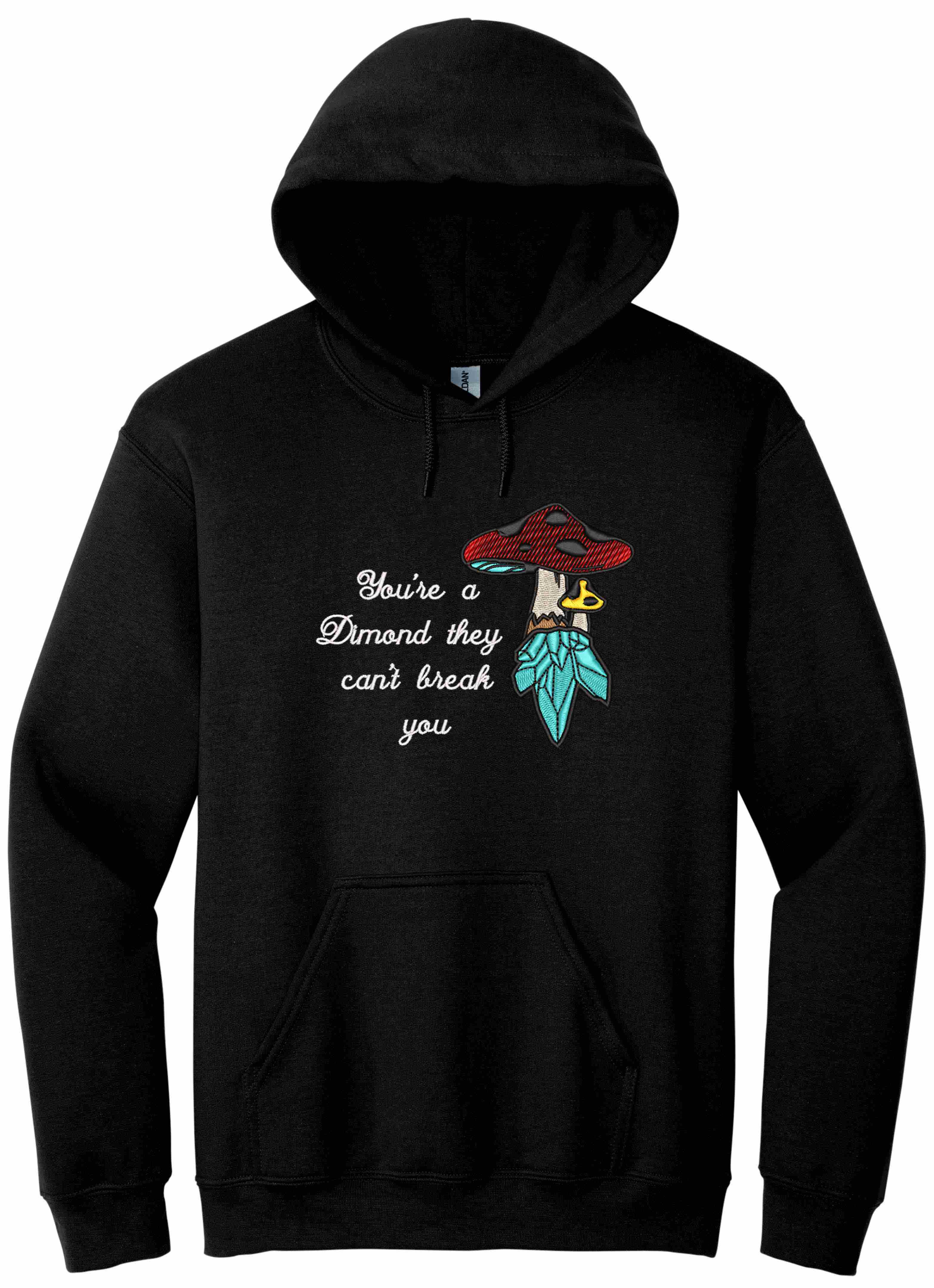 Crystal mushroom, positive message in embroidery-10626